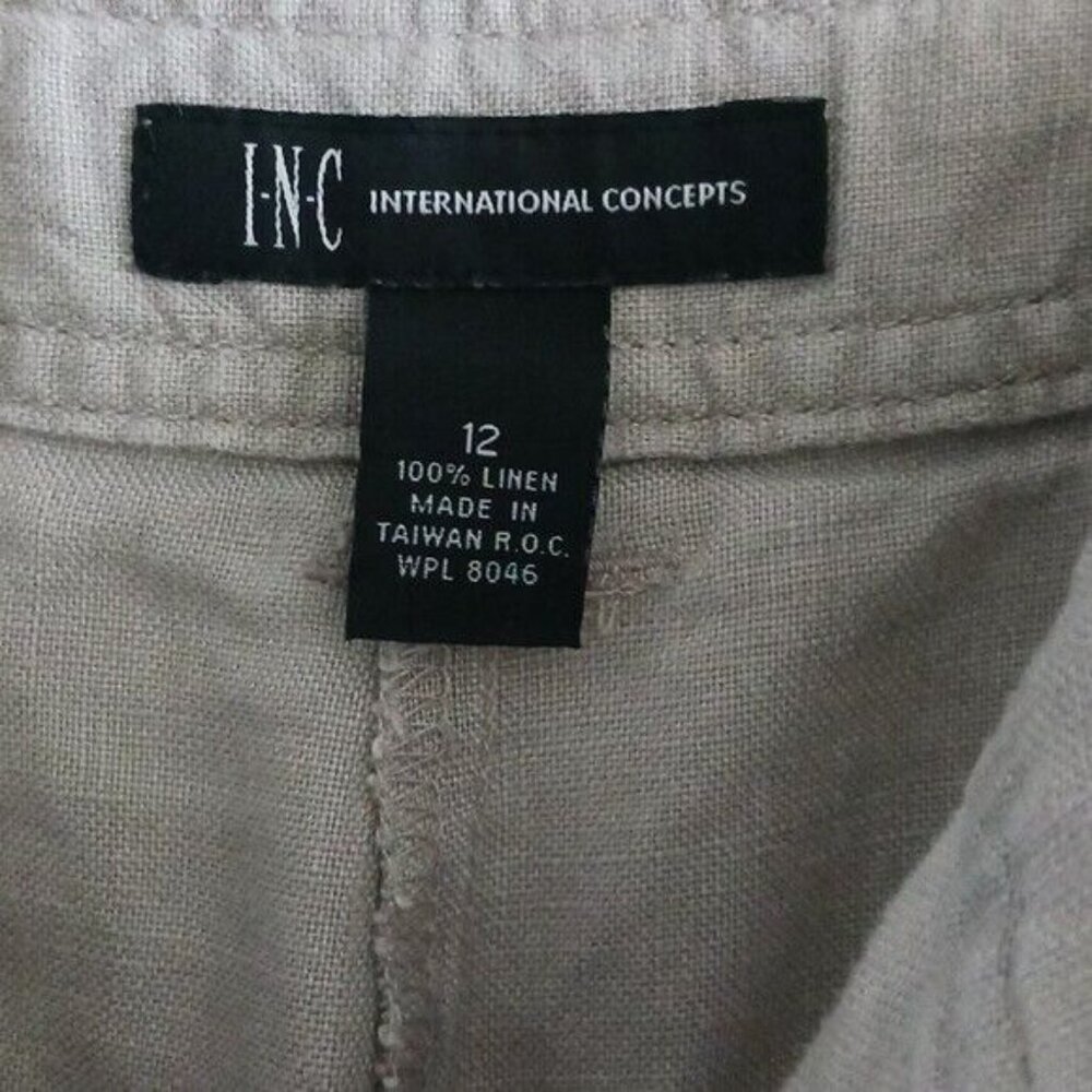 INC International Concept 100% Linen Grey Straight Leg Cargo Pants 12 - Picture 12 of 16